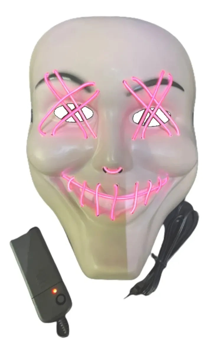 Mascara La Purga Hombre Sonriente Led Neon Control Disfraz
