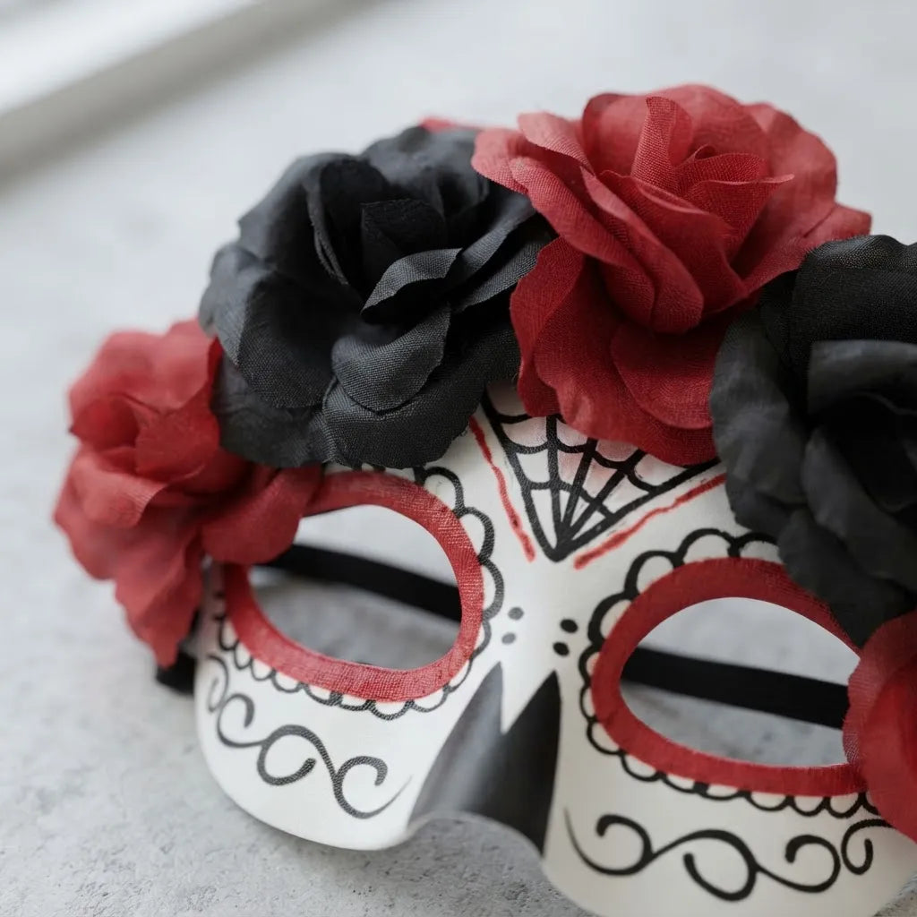 Antifaz Catrina Mascara Rosas Halloween Disfraz Calavera