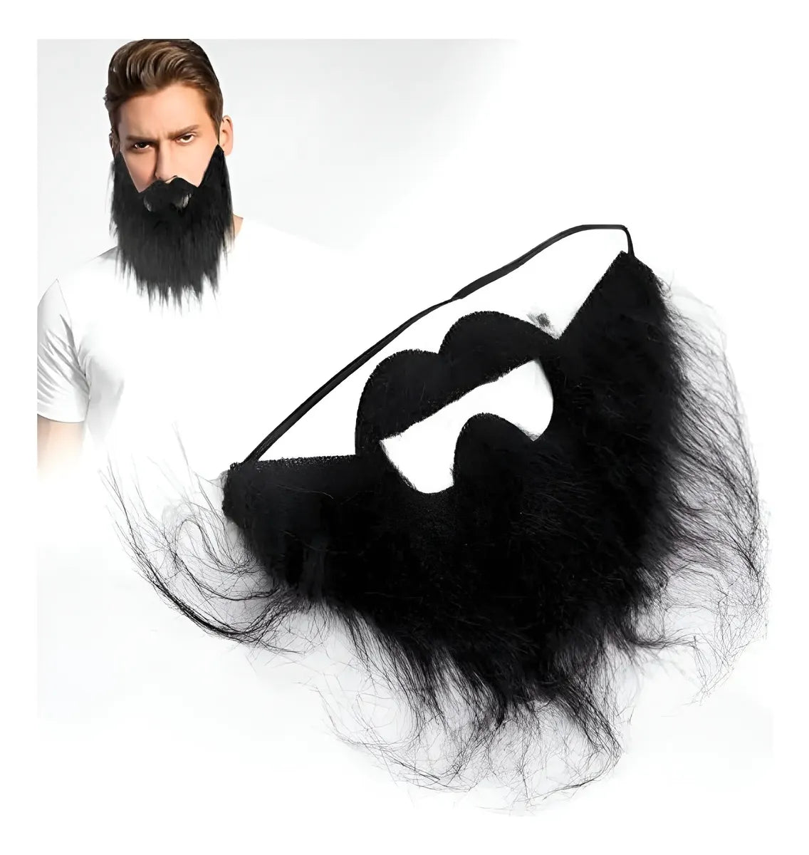 Barba Y Bigote Disfraz Cotillón Adhesivo Reutilizable