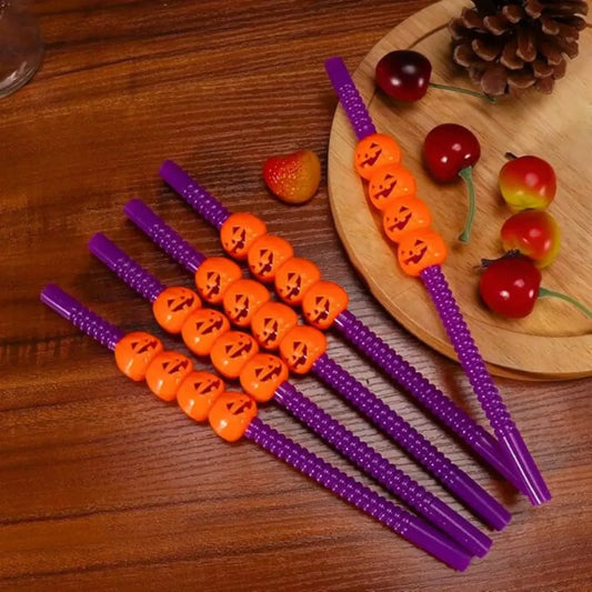 Set 5 Sorbitos Calabaza Halloween Pajitas Sorbetes Fiesta