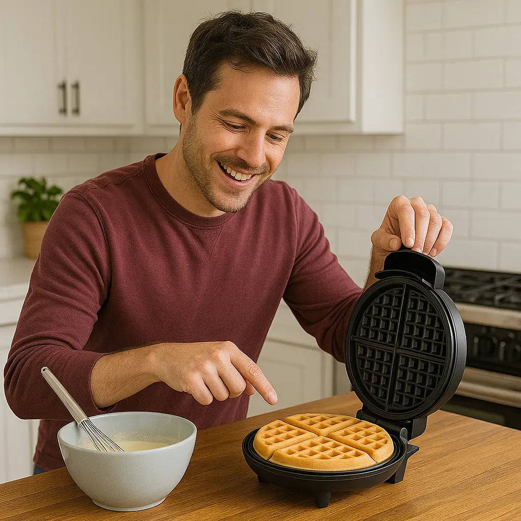 Waflera Eléctrica Boma 1000W: Temperatura Regulable para Waffles Perfectos