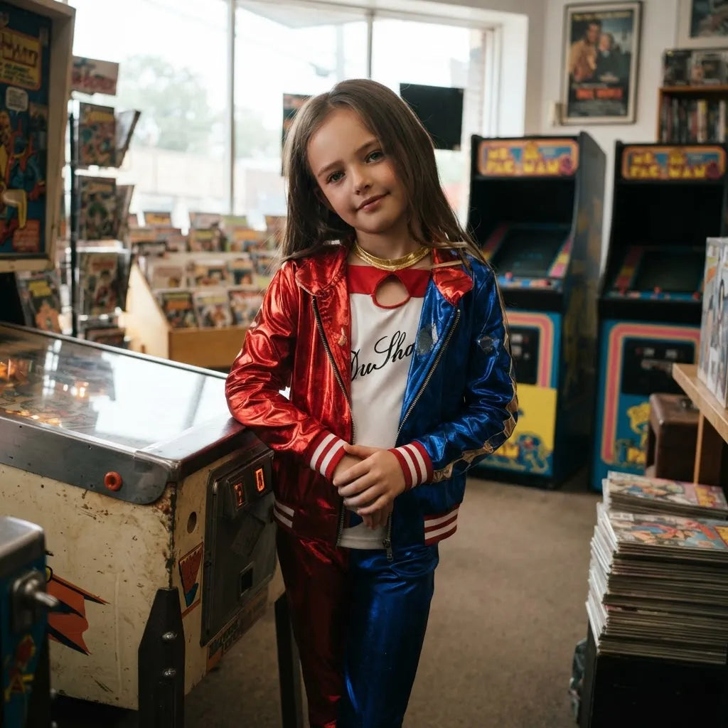 Disfraz De Harley Quinn Malvada Niña Campera Remera Pantalon
