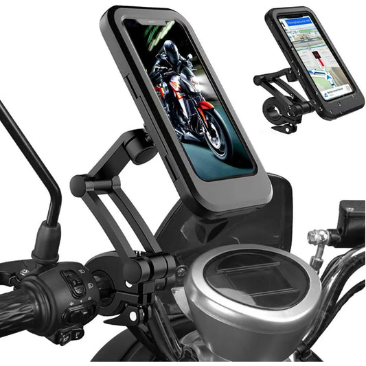 Soporte Celular Impermeable para Moto y Bici - Pantallas hasta 6.8", Táctil y Rotación 360° 🏍️📱🌧️