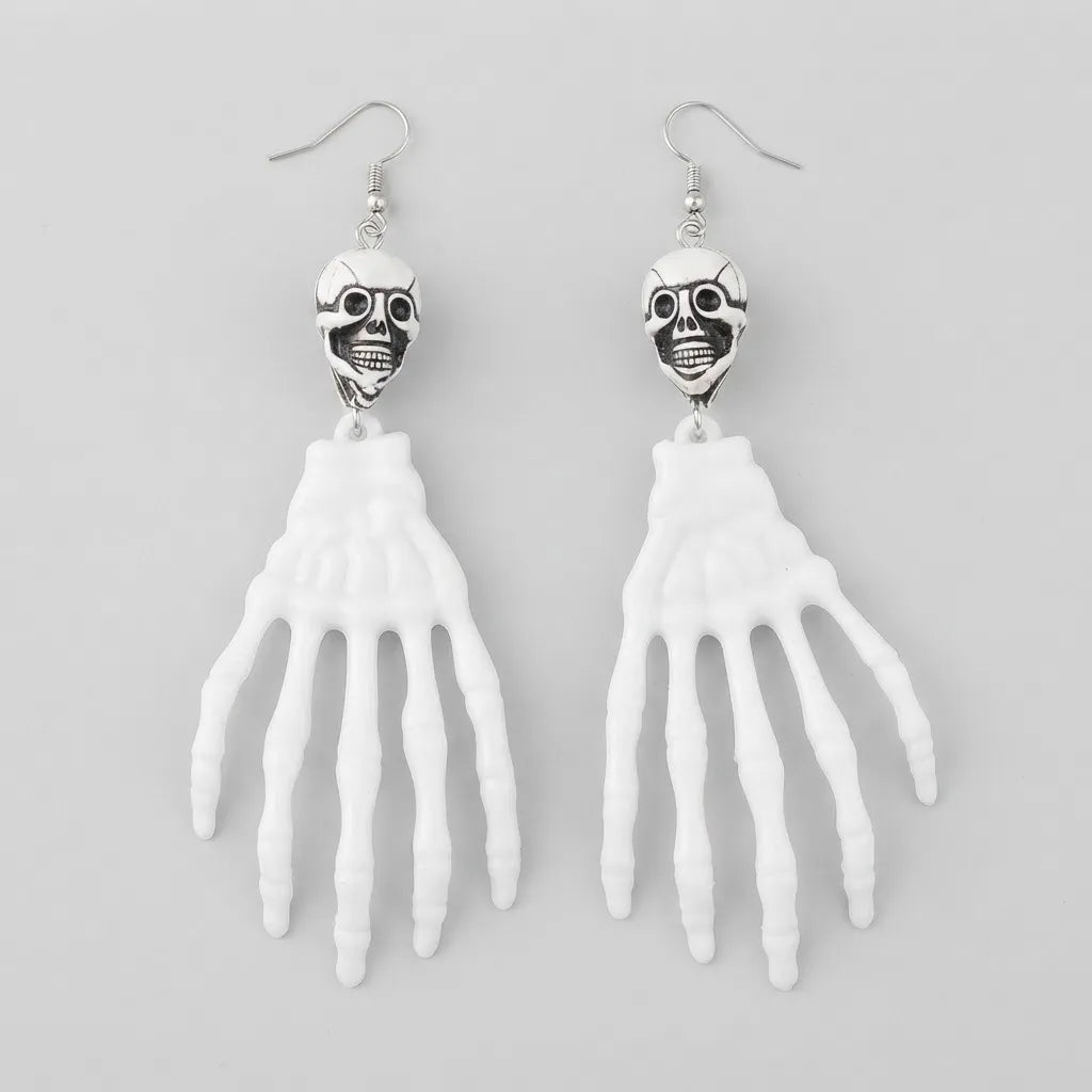 Caravanas Aros Calavera Mano Esqueleto Halloween Disfraz