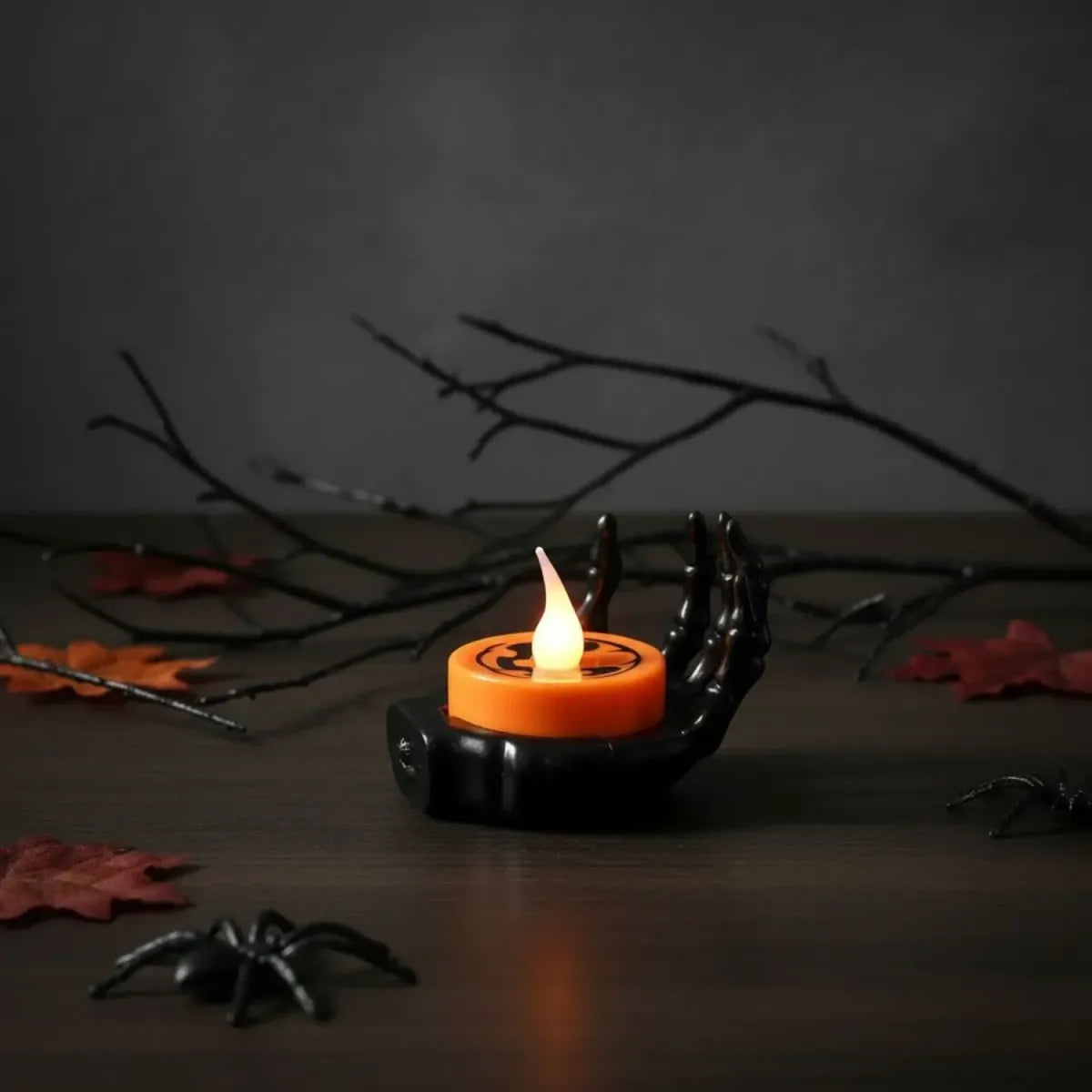 Vela Led Mano Calavera Esqueleto Halloween Decoracion Pilas