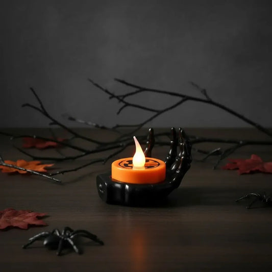 Vela Led Mano Calavera Esqueleto Halloween Decoracion Pilas