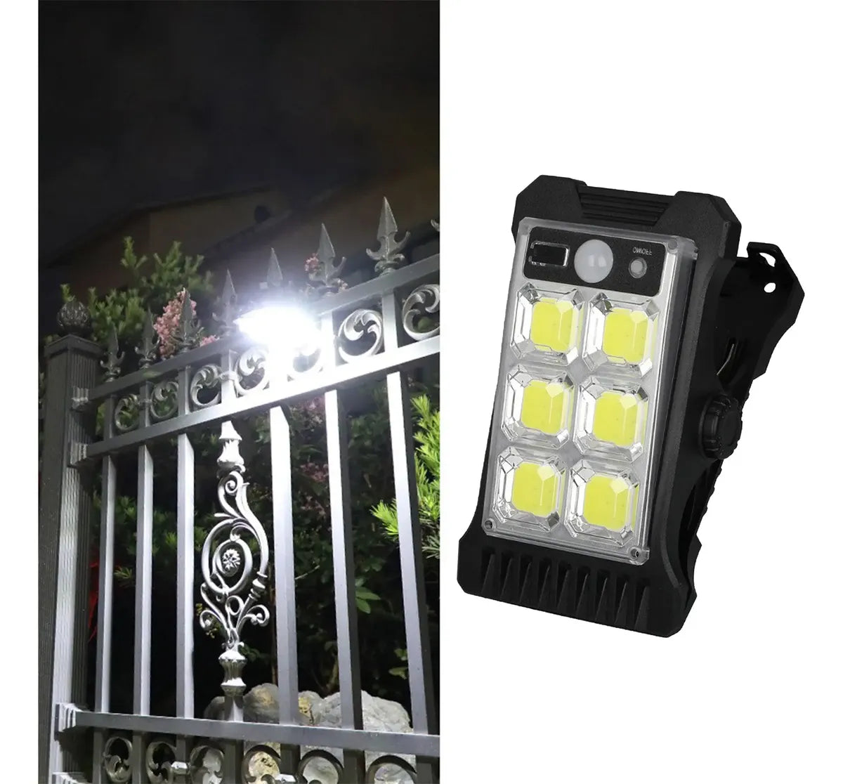 Foco LED COB Solar con Clip y Sensor de Movimiento | USB e Impermeable