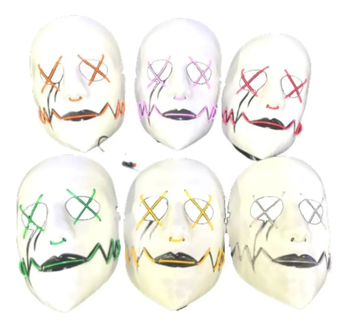 Mascara Blanca Calavera Con Luz Led Neon Control Halloween Agregar a favoritos $ 884