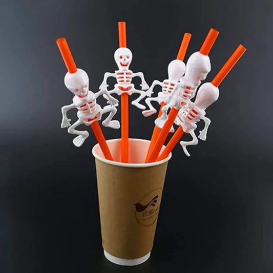 Set 5 Sorbitos Calavera Halloween Pajitas Sorbetes Fiesta