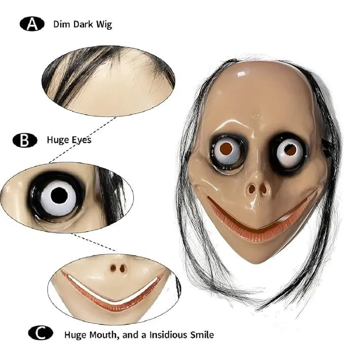 Máscara Momo Realista Halloween Accesorio Disfraz De Terror