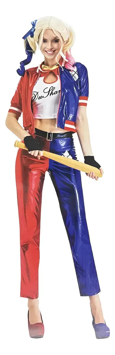Disfraz De Harley Quinn Adulto Campera Remera Y Pantalón