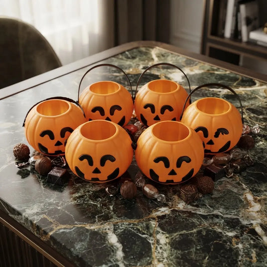 Set 6 Mini Calabazas Carameleras Balde Halloween Cotillon