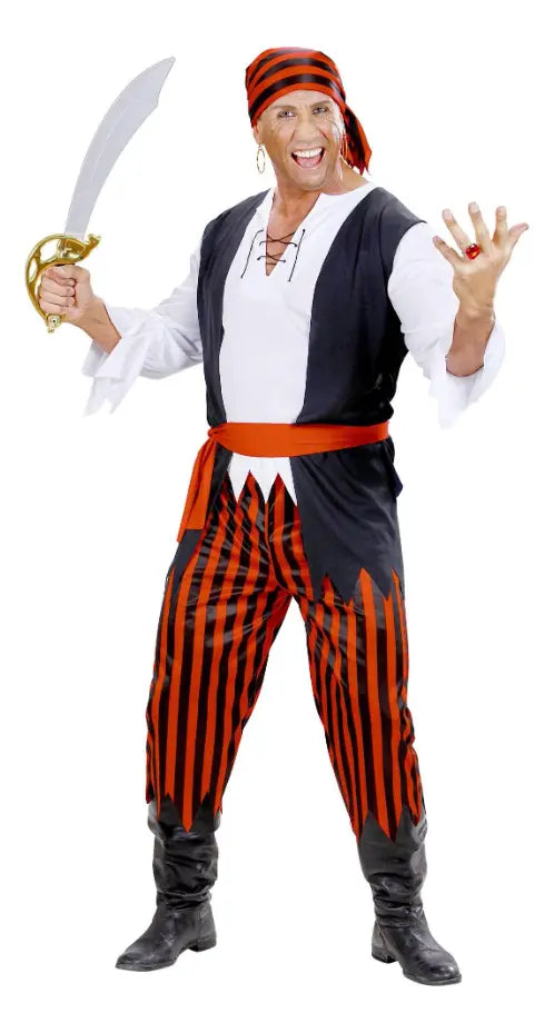 Disfraz De Pirata Adulto Halloween Con Remera Y Chaleco