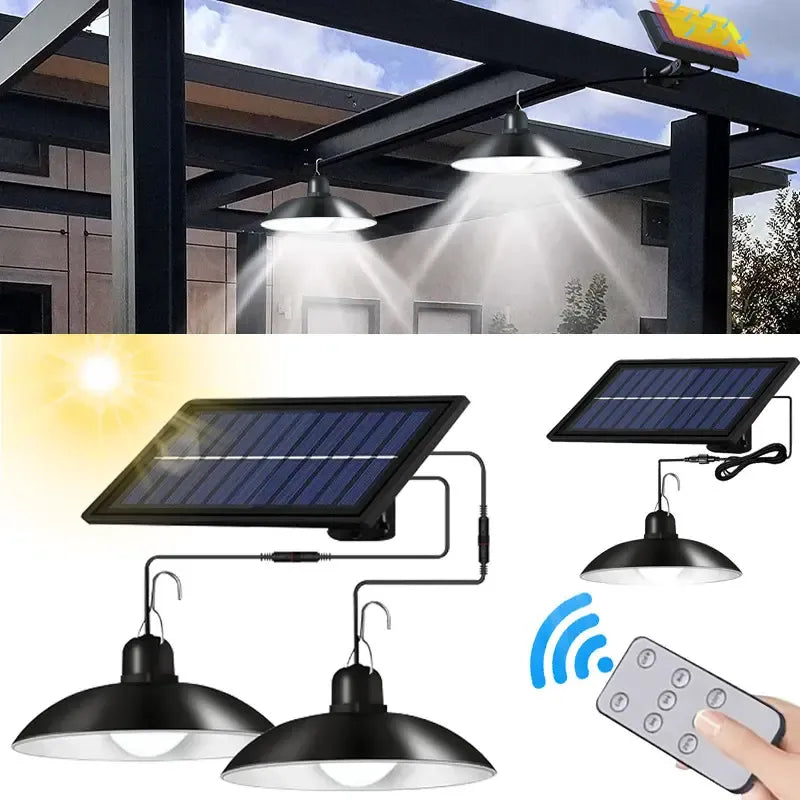 Kit x2 Lámparas LED Colgantes Solares con Control 60 LEDs | Exterior