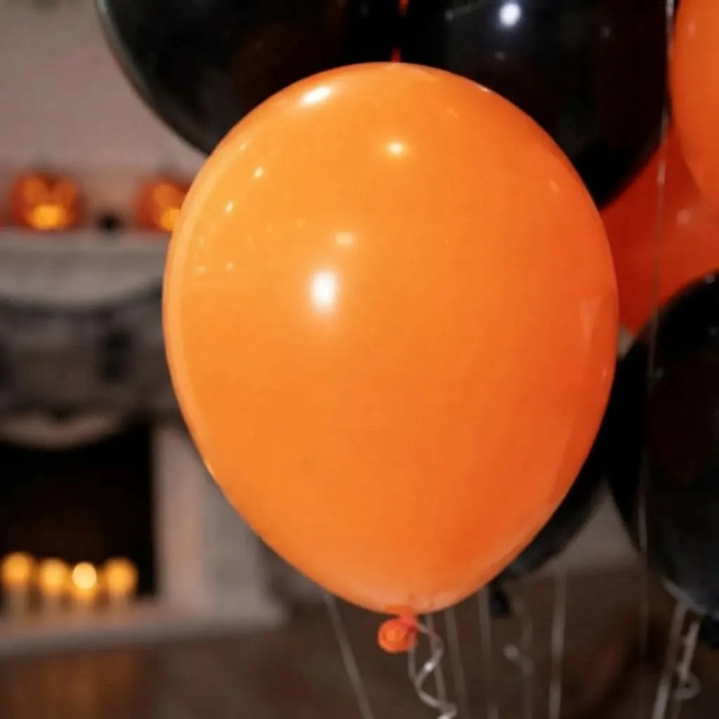 Pack 50 Globos Naranja Y Negro Halloween Cotillon Fiesta