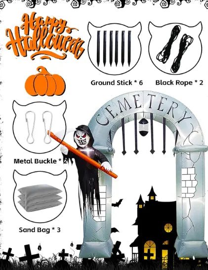 Arco Inflable Halloween Cementerio Con Luz 2.40 Mts 220v