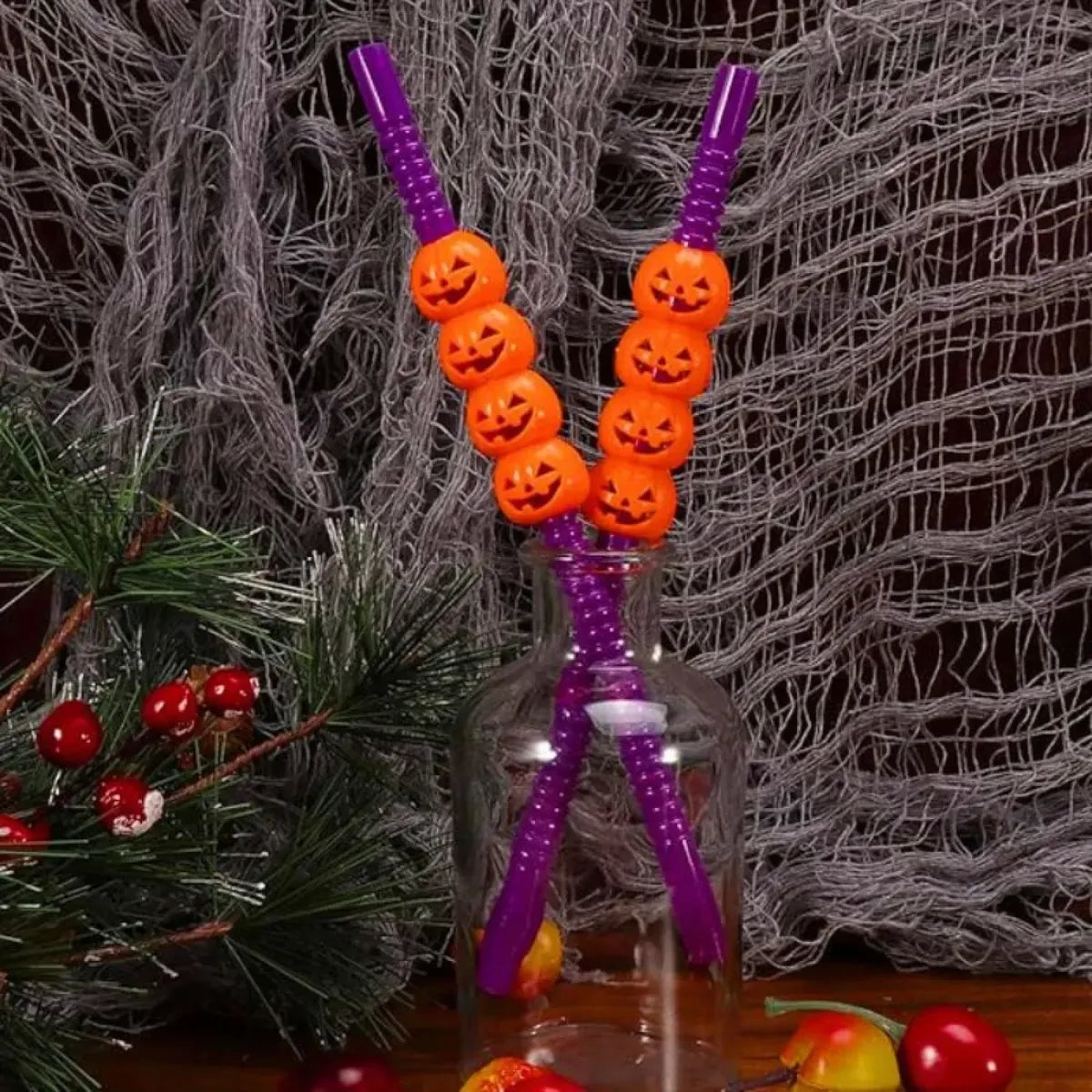 Set 5 Sorbitos Calabaza Halloween Pajitas Sorbetes Fiesta