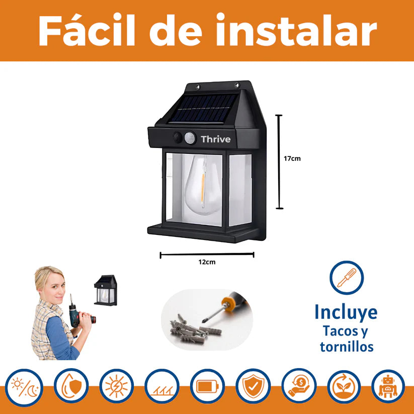 🔥 Farol Solar Colonial para Pared con Sensor de Movimiento - Luz Cálida Exterior ☀️🏮