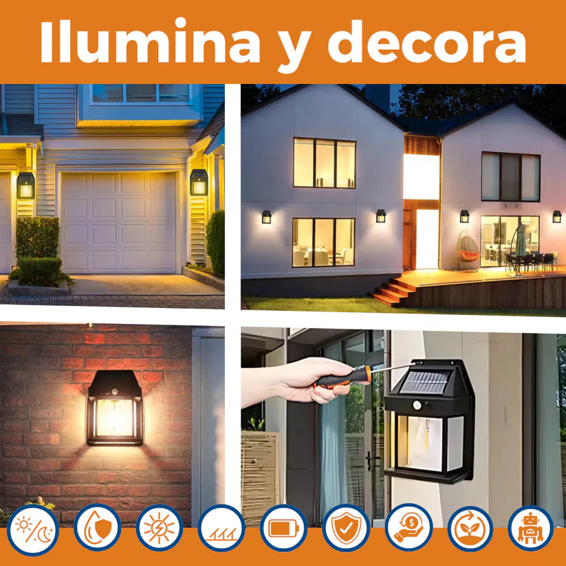 🔥 Farol Solar Colonial para Pared con Sensor de Movimiento - Luz Cálida Exterior ☀️🏮