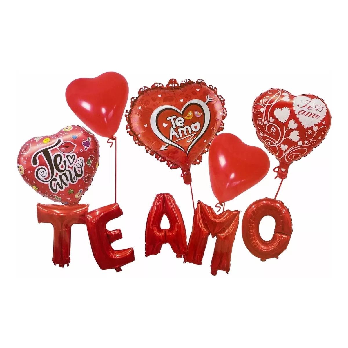 Set de Globos "Te Amo" x10 Piezas - Decoración Romántica San Valentín Metalizados y Corazones 🎈❤️