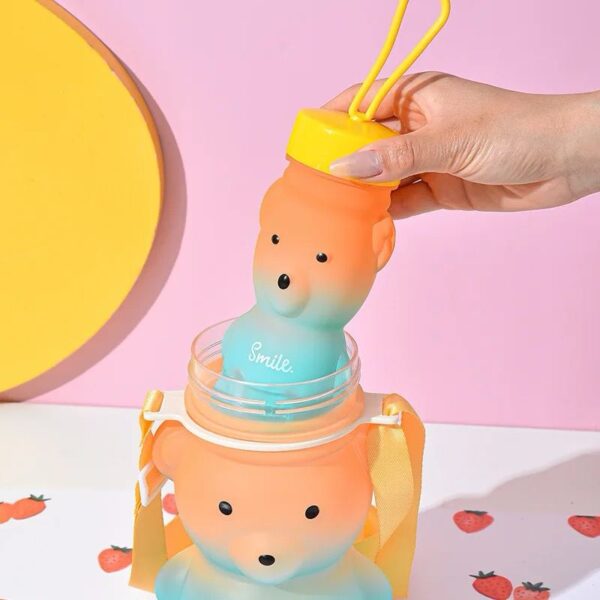 Botella Infantil Oso 2 en 1 con Sorbito y Correa - Botella Caramañola de Diseño para Niños 🧸💧