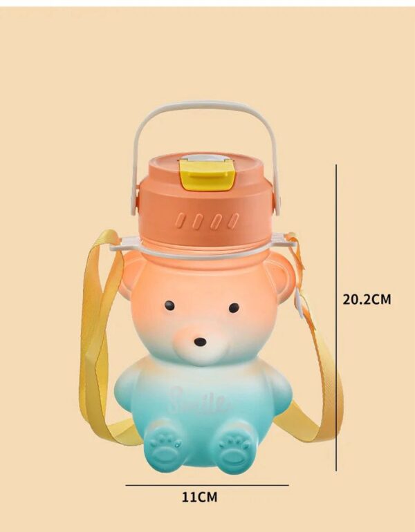 Botella Infantil Oso 2 en 1 con Sorbito y Correa - Botella Caramañola de Diseño para Niños 🧸💧