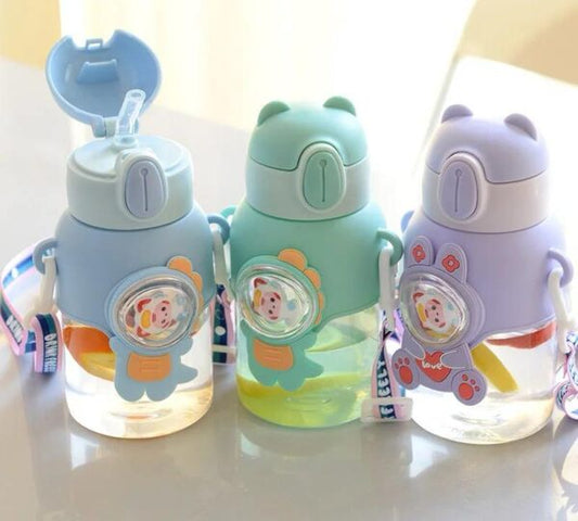 Botella Infantil 600ml con Sorbito y Tapa Hermética - Botella para Agua Colegio y Deportes Niños 🌈