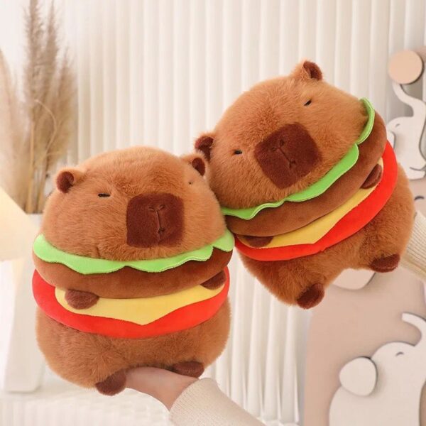 Peluche Capibara Hamburguesa 21cm - Carpincho de Felpa Suave Serie Tendencia Viral 🦦🍔