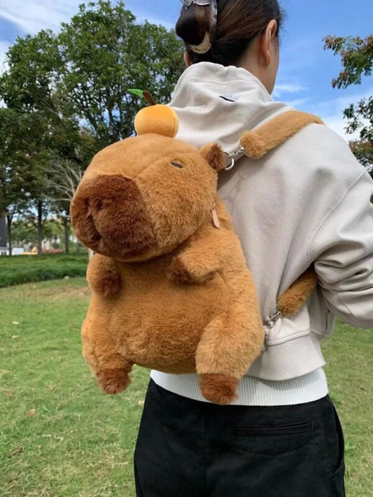 Mochila y Peluche 2 en 1 Capibara 35cm - Morral de Felpa Suave Diseño Carpincho 🦦🎒