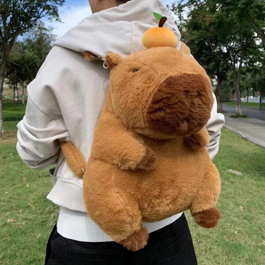 Mochila y Peluche 2 en 1 Capibara 35cm - Morral de Felpa Suave Diseño Carpincho 🦦🎒