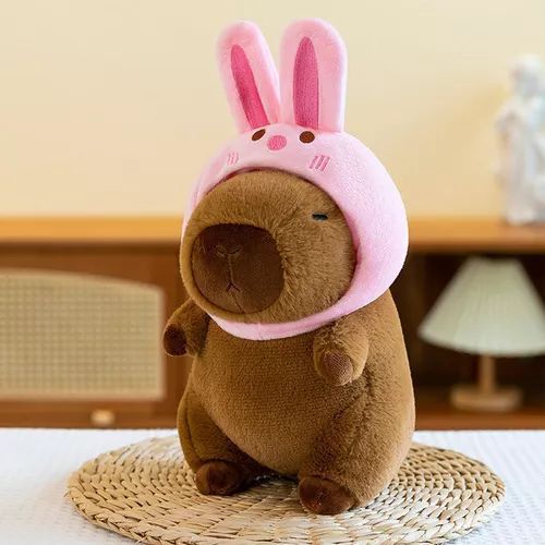Peluche Capibara con Gorro 20cm - Carpincho de Felpa Suave Serie Tendencia Viral 🦦👒