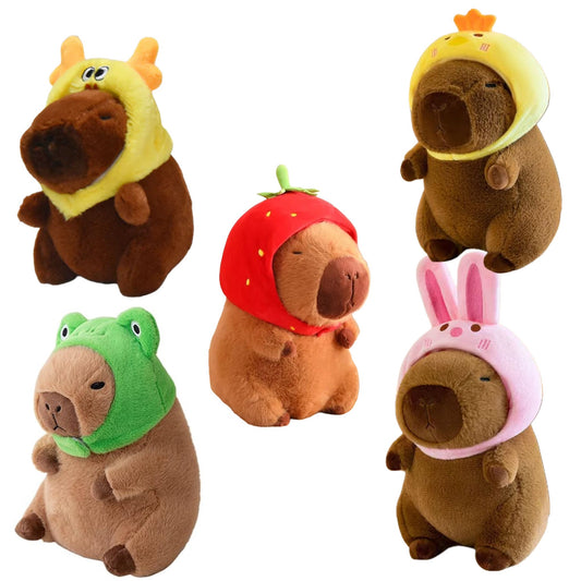 Peluche Capibara con Gorro 20cm - Carpincho de Felpa Suave Serie Tendencia Viral 🦦👒