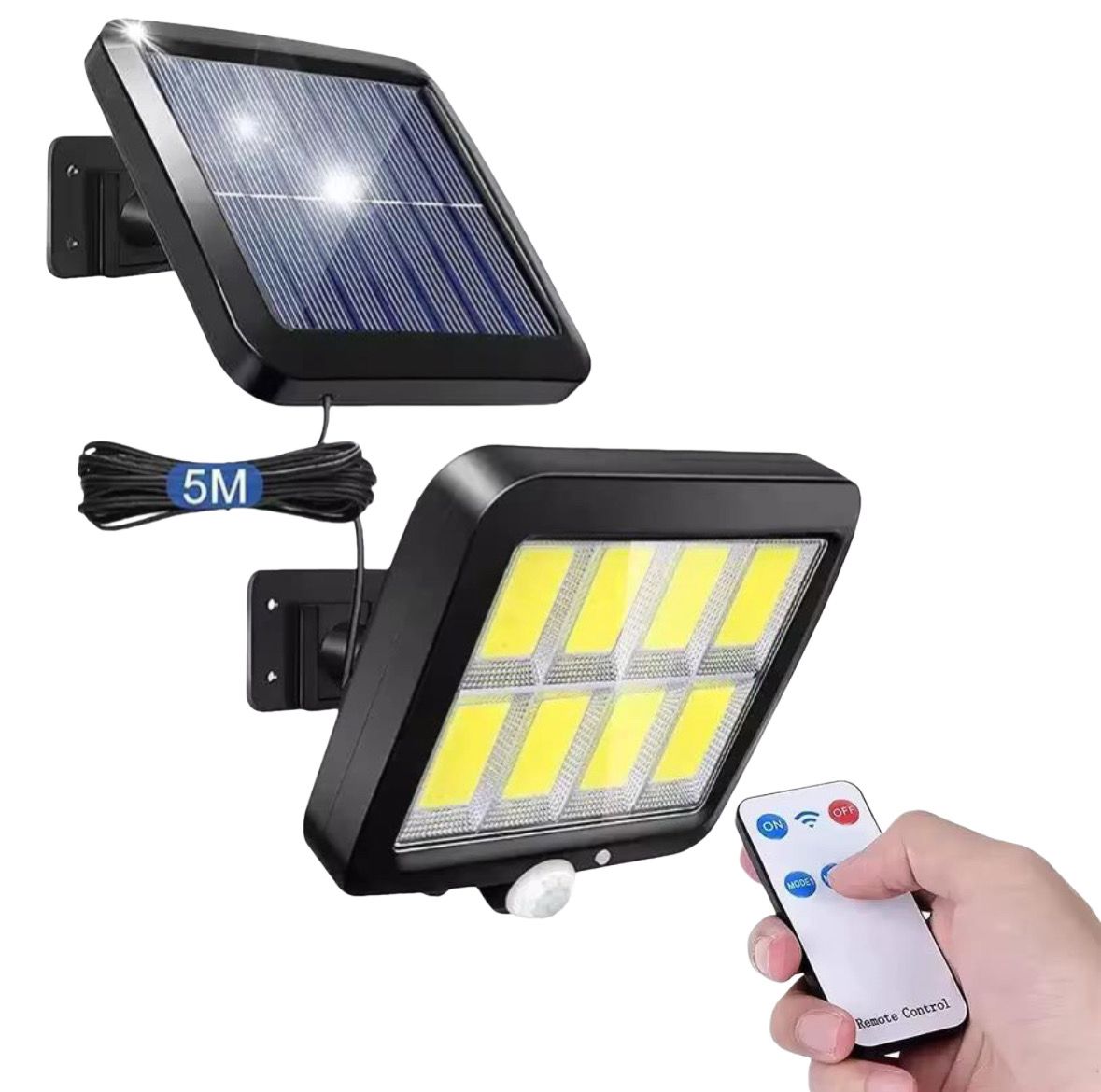 Foco 8 LED Solar con Sensor de Movimiento y Panel Independiente 💡🛡️