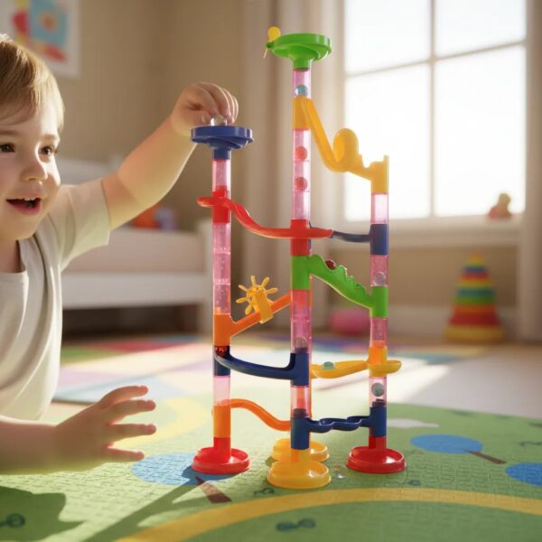 Pista de Bolitas con Tobogán 50 Piezas - Juego de Construcción Creativa y Carreras 🏁🔵