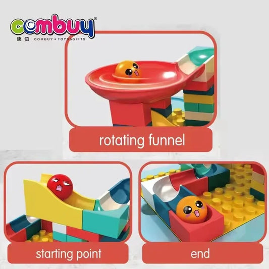 Mesa Didáctica Infantil 2 en 1: Pista de Bolitas + Bloques de Construcción