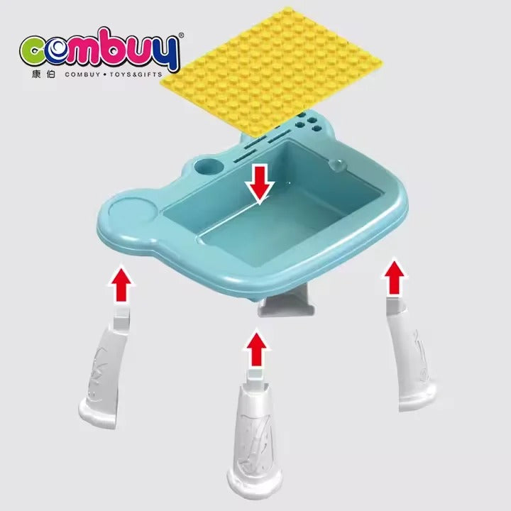 Mesa Didáctica Infantil 2 en 1: Pista de Bolitas + Bloques de Construcción