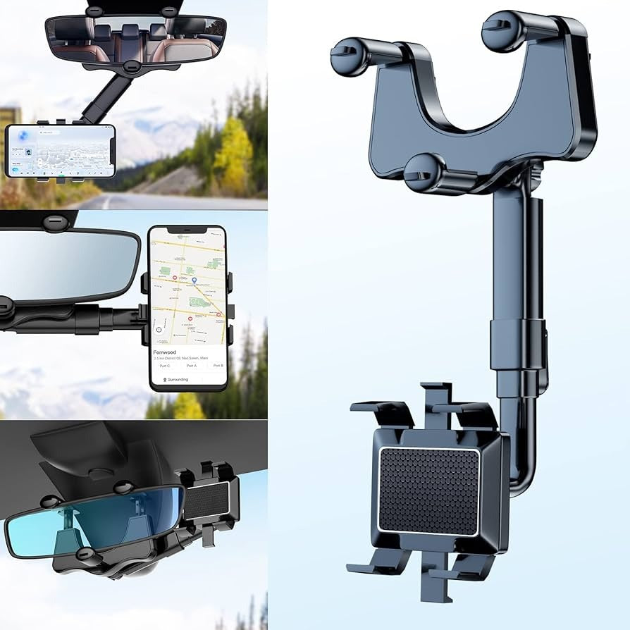 Soporte de Celular para Espejo Retrovisor: Rotación 360° y Agarre Ultra Firme