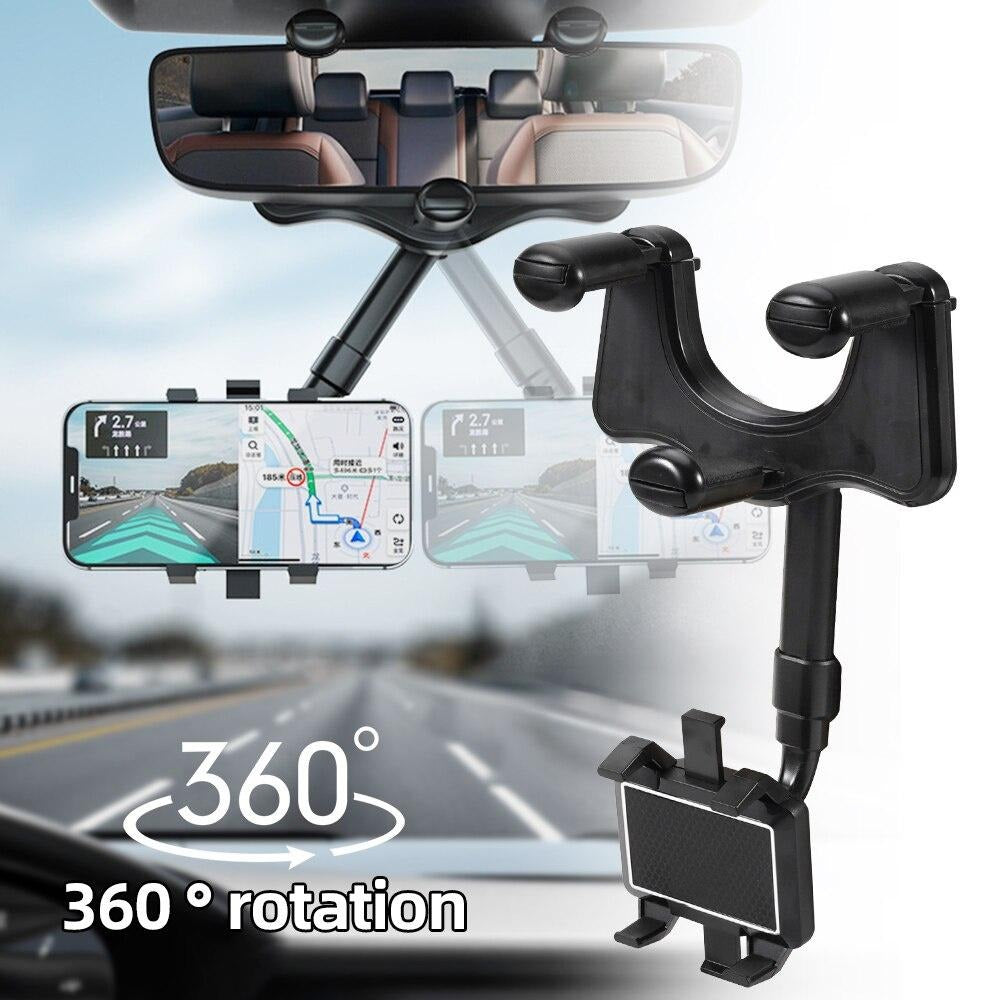 Soporte de Celular para Espejo Retrovisor: Rotación 360° y Agarre Ultra Firme