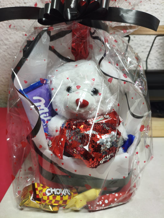 Pack Promo Amor San Valentín: Peluche, Chocolates y Globo Corazón - Maylu