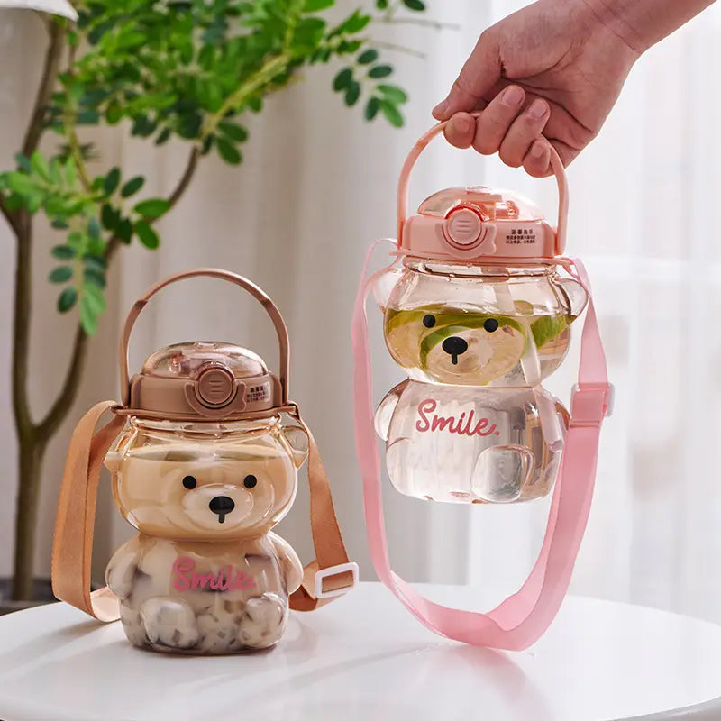 Botella Infantil de Oso con Sorbito y Correa - Botella Caramañola de Diseño para Niños 🧸💧