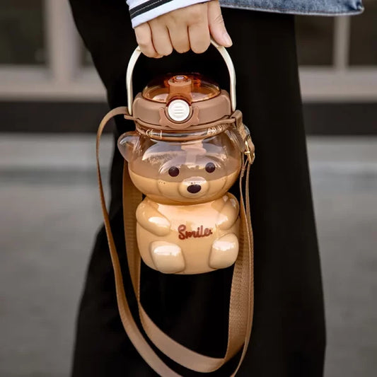 Botella Infantil de Oso con Sorbito y Correa - Botella Caramañola de Diseño para Niños 🧸💧