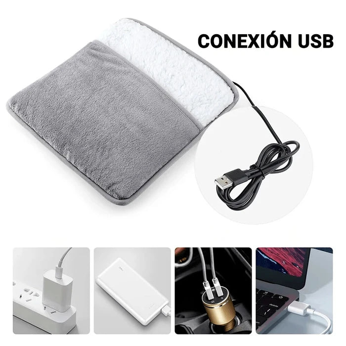 Calentador de Pies Eléctrico USB: Felpa de Seda Térmica y Fibra de Carbono