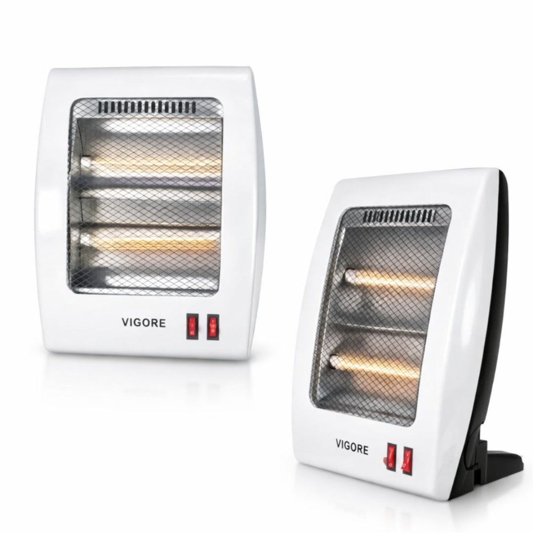Calentador Eléctrico Portátil Vigore: 800W de Potencia Ajustable y Doble Tubo