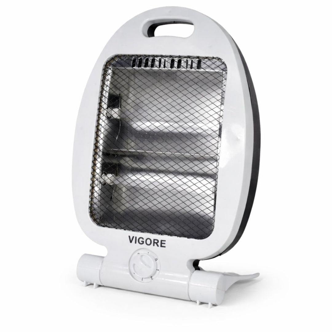 Estufa Halógena Vigore 800W: Calefacción Rápida con Termostato Ajustable