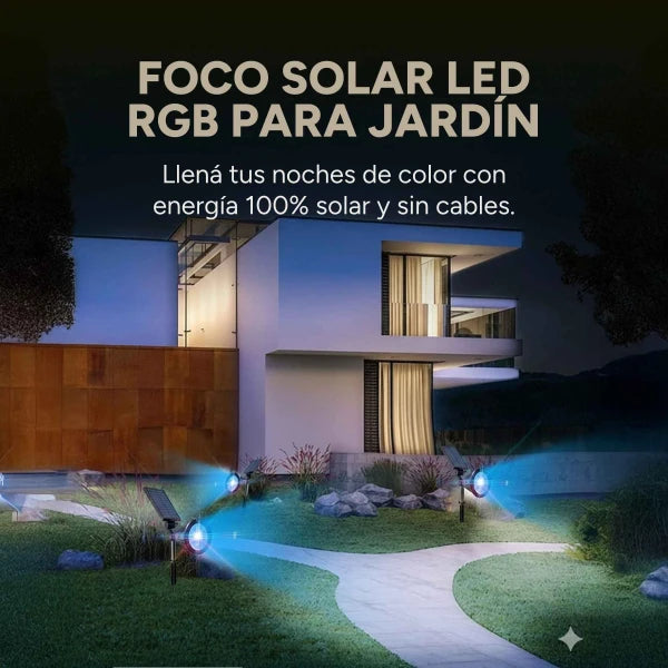 Foco LED RGB Solar Exterior 2W | Estaca Batería 2000 mAh ABS PVC