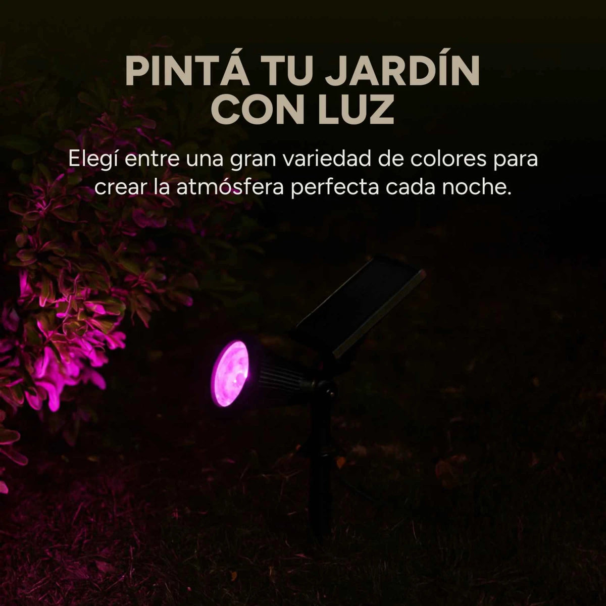 Foco LED RGB Solar Exterior 2W | Estaca Batería 2000 mAh ABS PVC