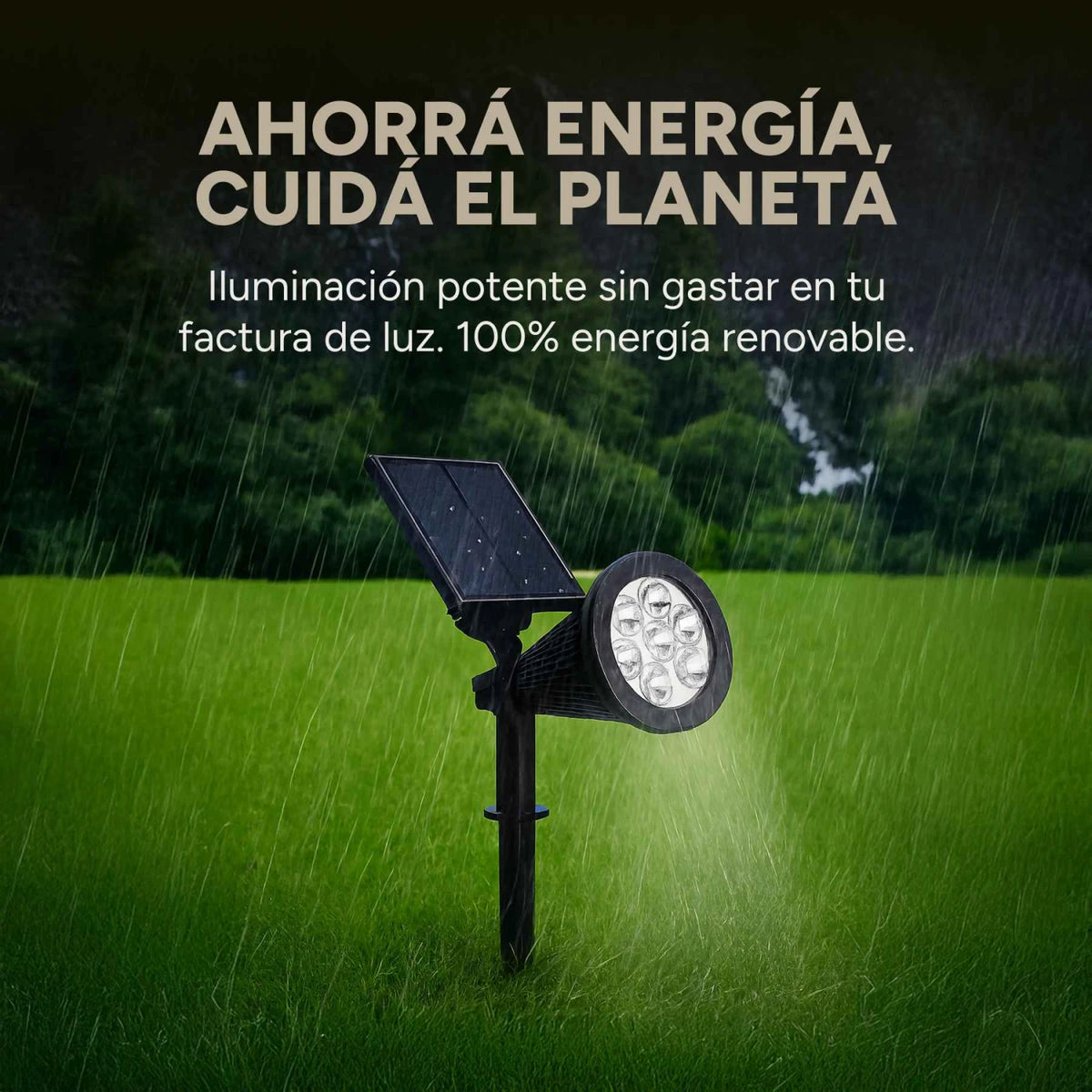 Foco LED RGB Solar Exterior 2W | Estaca Batería 2000 mAh ABS PVC