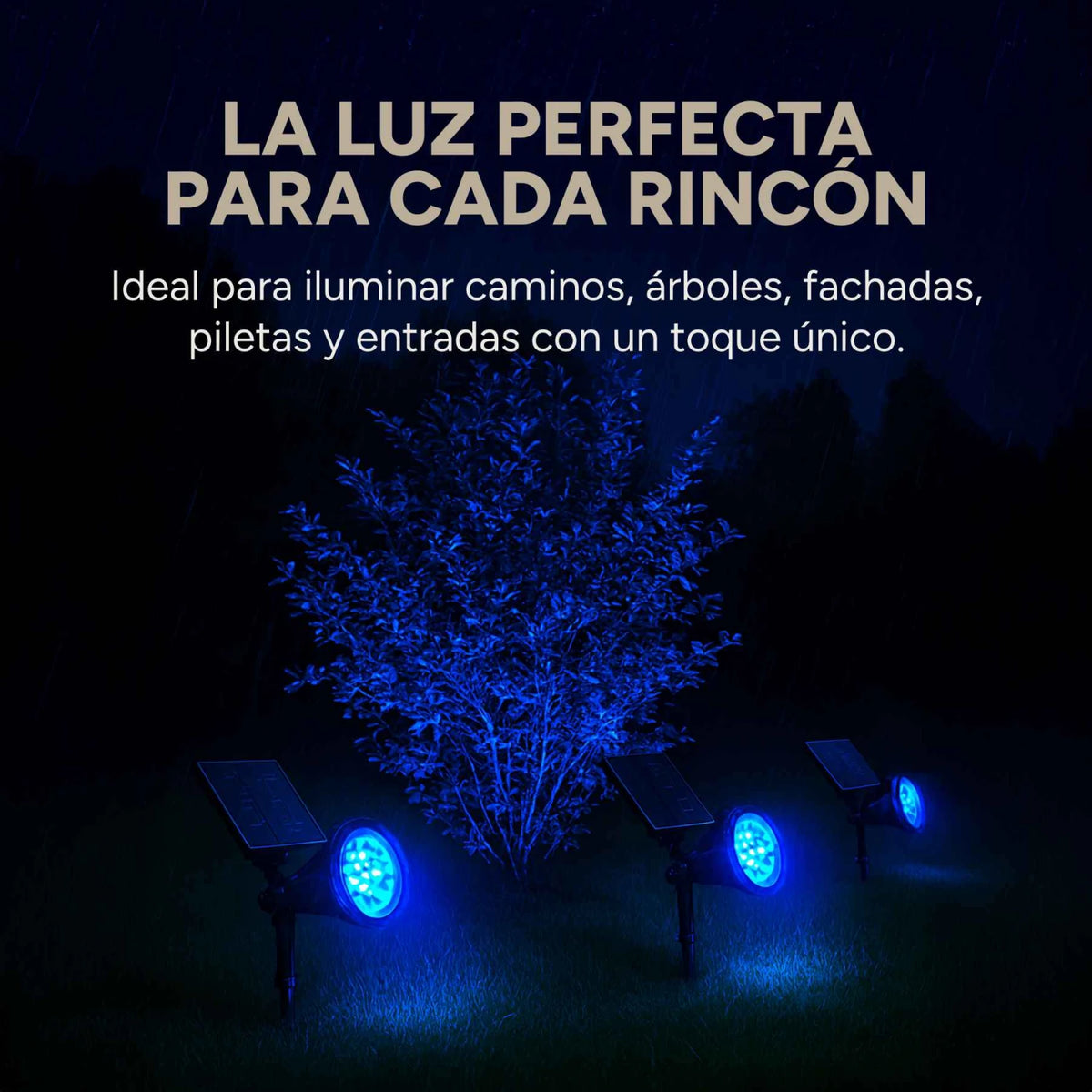 Foco LED RGB Solar Exterior 2W | Estaca Batería 2000 mAh ABS PVC
