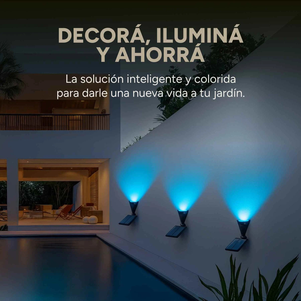 Foco LED RGB Solar Exterior 2W | Estaca Batería 2000 mAh ABS PVC