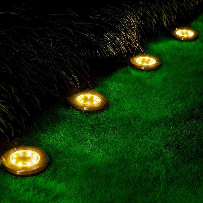Luces Solares de Jardín Empotrables Set x4 | 8 LEDs Acero Inoxidable